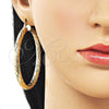 Oro Laminado Medium Hoop, Gold Filled Style Hollow Design, Diamond Cutting Finish, Golden Finish, 02.213.0760.60