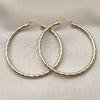 Oro Laminado Large Hoop, Gold Filled Style Hollow Design, Diamond Cutting Finish, Golden Finish, 02.213.0259.1.50