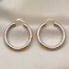 Oro Laminado Medium Hoop, Gold Filled Style Hollow Design, Diamond Cutting Finish, Tricolor, 02.213.0224.1.40