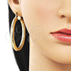 Oro Laminado Medium Hoop, Gold Filled Style Hollow Design, Diamond Cutting Finish, Golden Finish, 02.213.0756.50