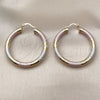 Oro Laminado Medium Hoop, Gold Filled Style Hollow Design, Diamond Cutting Finish, Tricolor, 02.213.0882.40