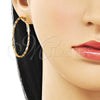 Oro Laminado Medium Hoop, Gold Filled Style Twist Design, Diamond Cutting Finish, Golden Finish, 02.213.0900.40