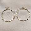 Oro Laminado Medium Hoop, Gold Filled Style Twist Design, Diamond Cutting Finish, Golden Finish, 02.213.0900.40