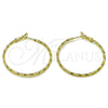 Oro Laminado Medium Hoop, Gold Filled Style Twist Design, Diamond Cutting Finish, Golden Finish, 02.213.0900.40