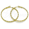 Oro Laminado Medium Hoop, Gold Filled Style Twist Design, Diamond Cutting Finish, Golden Finish, 02.213.0900.50