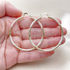 Oro Laminado Large Hoop, Gold Filled Style Hollow Design, Diamond Cutting Finish, Tricolor, 02.213.0151.1.50