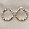 Oro Laminado Medium Hoop, Gold Filled Style Hollow Design, Diamond Cutting Finish, Golden Finish, 02.213.0765.40