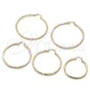 Oro Laminado Large Hoop, Gold Filled Style Hollow Design, Diamond Cutting Finish, Golden Finish, 02.213.0906.50