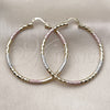 Oro Laminado Large Hoop, Gold Filled Style Hollow Design, Diamond Cutting Finish, Tricolor, 02.213.0906.1.50