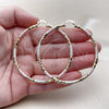 Oro Laminado Large Hoop, Gold Filled Style Hollow Design, Diamond Cutting Finish, Tricolor, 02.213.0906.1.60