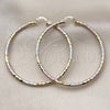 Oro Laminado Large Hoop, Gold Filled Style Hollow Design, Diamond Cutting Finish, Tricolor, 02.213.0906.1.60
