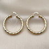 Oro Laminado Medium Hoop, Gold Filled Style Hollow Design, Diamond Cutting Finish, Golden Finish, 02.213.0226.40