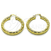 Oro Laminado Medium Hoop, Gold Filled Style Hollow Design, Diamond Cutting Finish, Golden Finish, 02.213.0226.40