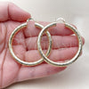 Oro Laminado Medium Hoop, Gold Filled Style Hollow Design, Diamond Cutting Finish, Golden Finish, 02.213.0754.50