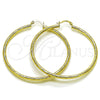 Oro Laminado Medium Hoop, Gold Filled Style Hollow Design, Diamond Cutting Finish, Golden Finish, 02.213.0907.60