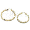 Oro Laminado Large Hoop, Gold Filled Style Hollow Design, Diamond Cutting Finish, Golden Finish, 02.213.0762.50