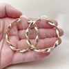 Oro Laminado Large Hoop, Gold Filled Style Twist and Hollow Design, Polished, Golden Finish, 02.213.0910.50