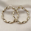 Oro Laminado Large Hoop, Gold Filled Style Twist and Hollow Design, Polished, Golden Finish, 02.213.0910.50