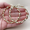 Oro Laminado Large Hoop, Gold Filled Style Twist and Hollow Design, Polished, Golden Finish, 02.213.0910.60