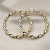 Oro Laminado Large Hoop, Gold Filled Style Twist and Hollow Design, Polished, Golden Finish, 02.213.0910.60
