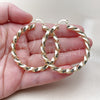 Oro Laminado Large Hoop, Gold Filled Style Twist and Hollow Design, Diamond Cutting Finish, Golden Finish, 02.213.0911.50