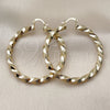 Oro Laminado Large Hoop, Gold Filled Style Twist and Hollow Design, Diamond Cutting Finish, Golden Finish, 02.213.0911.50