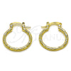 Oro Laminado Small Hoop, Gold Filled Style Diamond Cutting Finish, Golden Finish, 02.170.0573.20