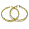 Oro Laminado Extra Large Hoop, Gold Filled Style Hollow Design, Matte Finish, Tricolor, 02.170.0589.1.70