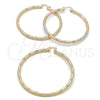 Oro Laminado Extra Large Hoop, Gold Filled Style Hollow Design, Matte Finish, Golden Finish, 02.170.0589.80