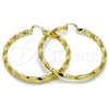 Oro Laminado Extra Large Hoop, Gold Filled Style Twist and Hollow Design, Polished, Golden Finish, 02.170.0042.70