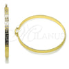 Oro Laminado Extra Large Hoop, Gold Filled Style Greek Key Design, Diamond Cutting Finish, Golden Finish, 02.170.0400.70