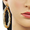 Oro Laminado Extra Large Hoop, Gold Filled Style Twist and Hollow Design, Polished, Golden Finish, 02.170.0475.1.70