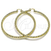 Oro Laminado Extra Large Hoop, Gold Filled Style Hollow Design, Diamond Cutting Finish, Golden Finish, 02.170.0592.80