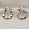 Oro Laminado Small Hoop, Gold Filled Style Twist Design, Diamond Cutting Finish, Golden Finish, 02.170.0543.20