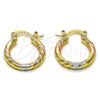 Oro Laminado Small Hoop, Gold Filled Style Diamond Cutting Finish, Tricolor, 02.170.0598.1.20