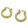 Oro Laminado Small Hoop, Gold Filled Style Diamond Cutting Finish, Tricolor, 02.170.0598.1.20
