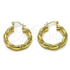 Oro Laminado Medium Hoop, Gold Filled Style and Hollow Polished, Golden Finish, 02.170.0215.30