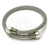 Stainless Steel Individual Bangle, Twist and Ball Design, with Ivory Pearl, Polished, Steel Finish, 07.138.0021 (Thickness, One size fits all)