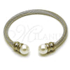 Stainless Steel Individual Bangle, Twist and Ball Design, with Ivory Pearl, Polished, Steel Finish, 07.138.0016.2 (04 MM Thickness, One size fits all)