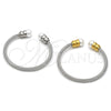 Stainless Steel Individual Bangle, Twist and Ball Design, with Ivory Pearl, Polished, Steel Finish, 07.138.0016.2 (04 MM Thickness, One size fits all)