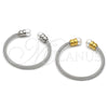 Stainless Steel Individual Bangle, Twist and Ball Design, with Ivory Pearl, Polished, Two Tone, 07.138.0016.3 (04 MM Thickness, One size fits all)
