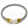 Stainless Steel Individual Bangle, and Ball with Gray Pearl, Polished, Two Tone, 07.138.0023.1