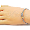 Stainless Steel Individual Bangle, Twist and Ball Design, Polished, Two Tone, 07.138.0028.1 (03 MM Thickness, One size fits all)
