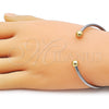 Stainless Steel Individual Bangle, Hollow and Ball Design, Polished, Two Tone, 07.138.0033.1