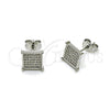 Rhodium Plated Stud Earring, with White Micro Pave, Polished, Rhodium Finish, 02.342.0047.1