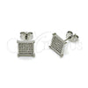 Rhodium Plated Stud Earring, with White Micro Pave, Polished, Rhodium Finish, 02.342.0047.1