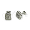 Rhodium Plated Stud Earring, with White Cubic Zirconia, Polished, Rhodium Finish, 02.342.0028.1