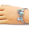 Stainless Steel Individual Bangle, Butterfly and Heart Design, with Light Turquoise and White Crystal, Turquoise Enamel Finish, Steel Finish, 07.442.0004.3