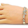 Oro Laminado Fancy Bracelet, Gold Filled Style Butterfly Design, with White Cubic Zirconia, Polished, Golden Finish, 03.283.0547.07 (Thickness, 8 Inches Length)