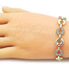 Oro Laminado Fancy Bracelet, Gold Filled Style with White Micro Pave, Polished, Golden Finish, 03.283.0556.07 (12 MM Thickness, 7 Inches Length)